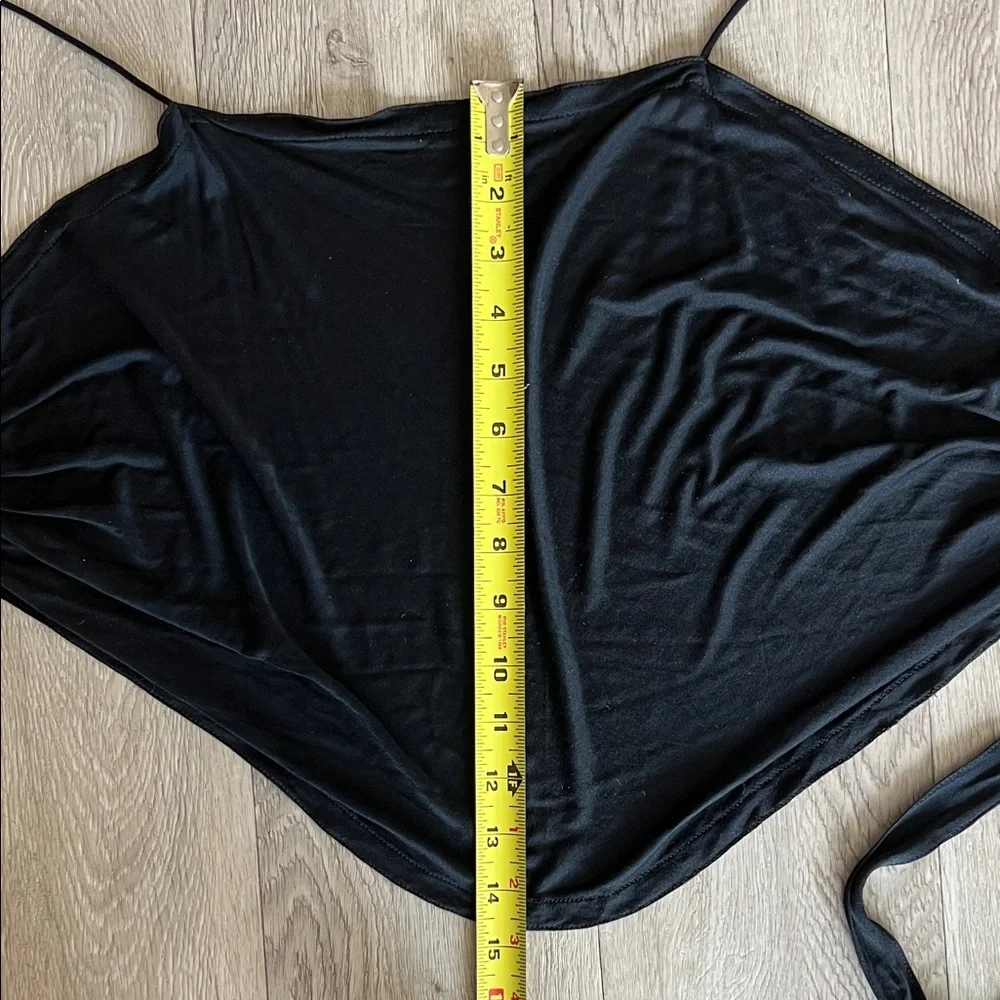 Black Silk Knit Jersey Sheer Camisole Top ties at back - Picture 9 of 10